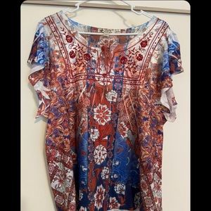 Women’s Size L Short Sleeve Peasant Blouse